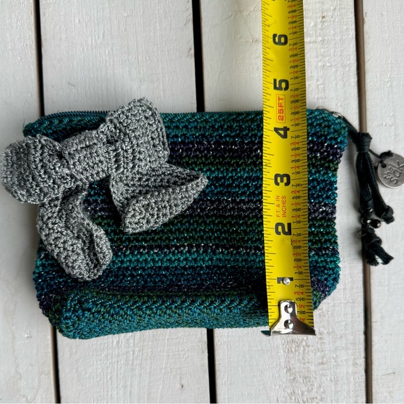 The Sak Teal & Navy Crochet Clutch with Silver Bow - Picture 6 of 6